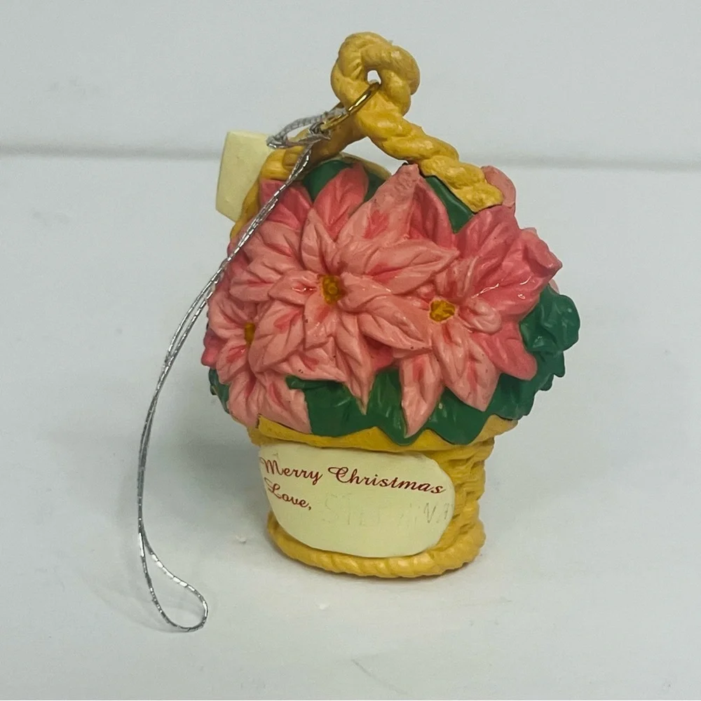 hallmark keepsake ornament grandmother christmas poinsettia flower‎ basket 1993